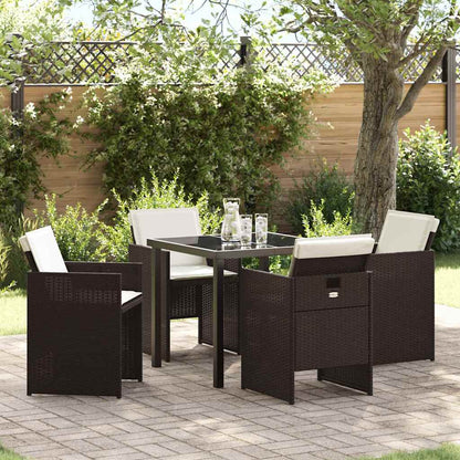 Garten Essgruppe 5 pcs Braun Poly-Rattan