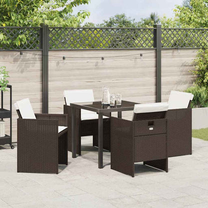 Garten Essgruppe 5 pcs Braun Poly-Rattan