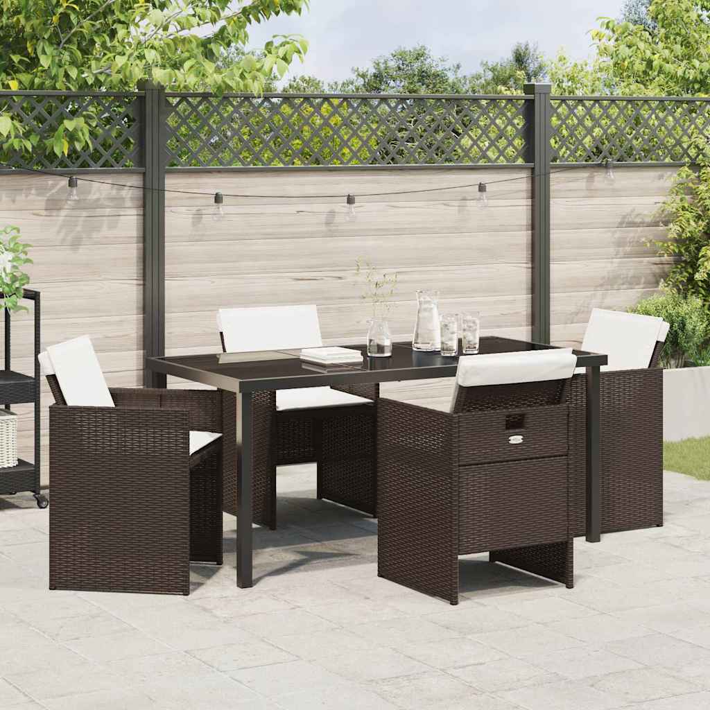 Garten Essgruppe 5 pcs Braun Poly-Rattan