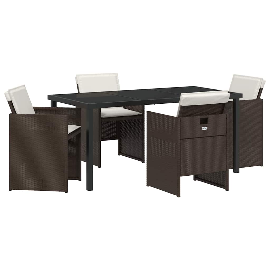 Garten Essgruppe 5 pcs Braun Poly-Rattan