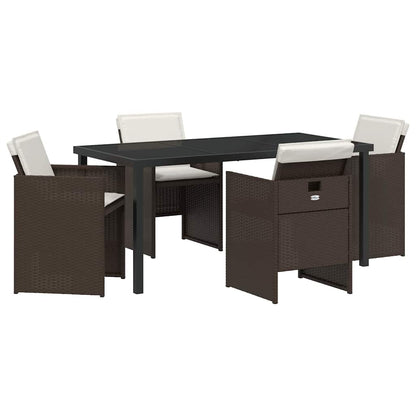 Garten Essgruppe 5 pcs Braun Poly-Rattan