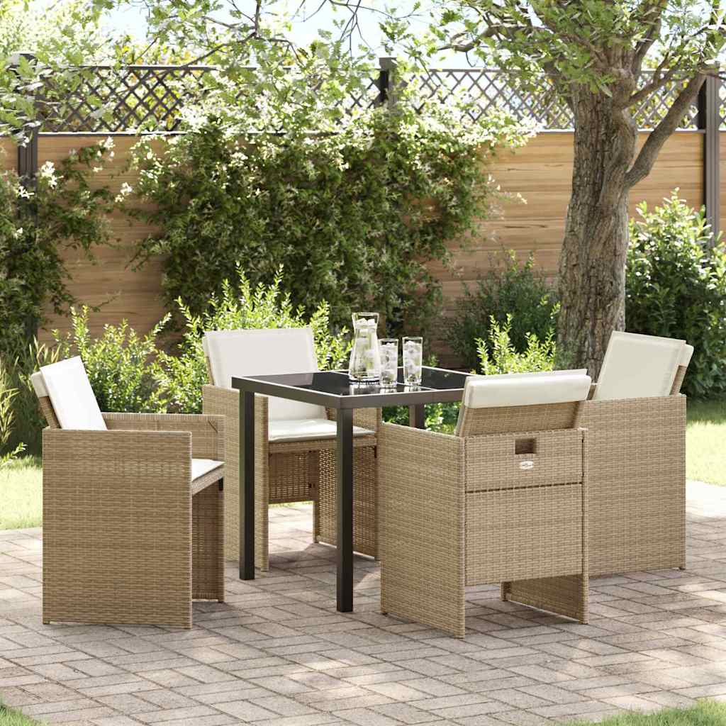 Garten Essgruppe 5 pcs Beige Poly-Rattan