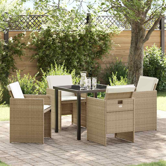 Garten Essgruppe 5 pcs Beige Poly-Rattan