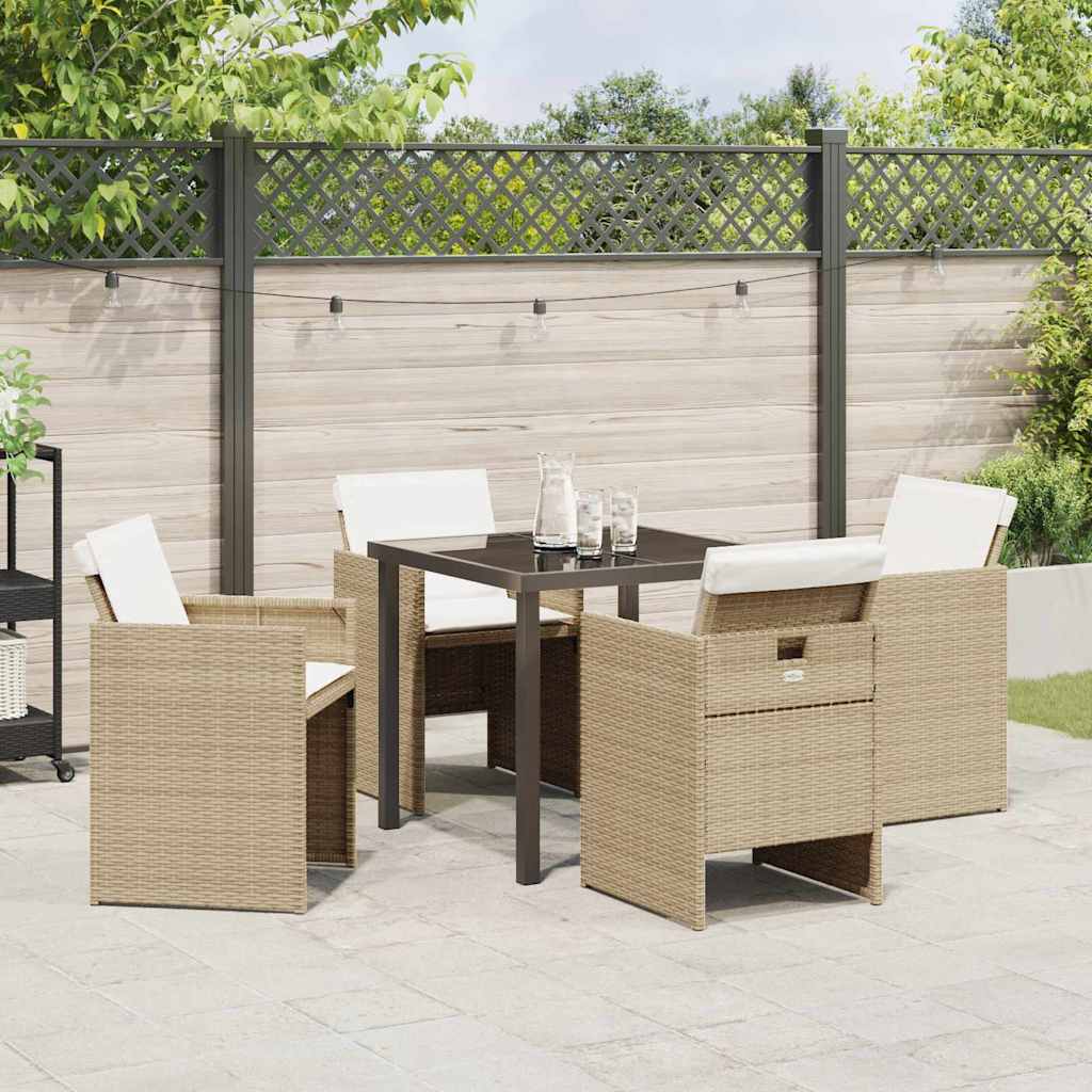 Garten Essgruppe 5 pcs Beige Poly-Rattan