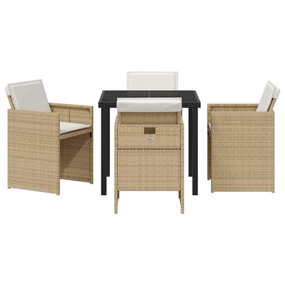 Garten Essgruppe 5 pcs Beige Poly-Rattan