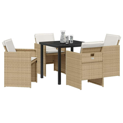 Garten Essgruppe 5 pcs Beige Poly-Rattan