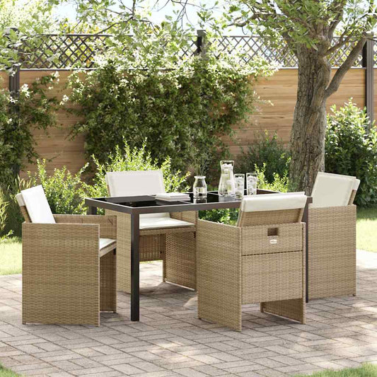 Garten Essgruppe 5 pcs Beige Poly-Rattan