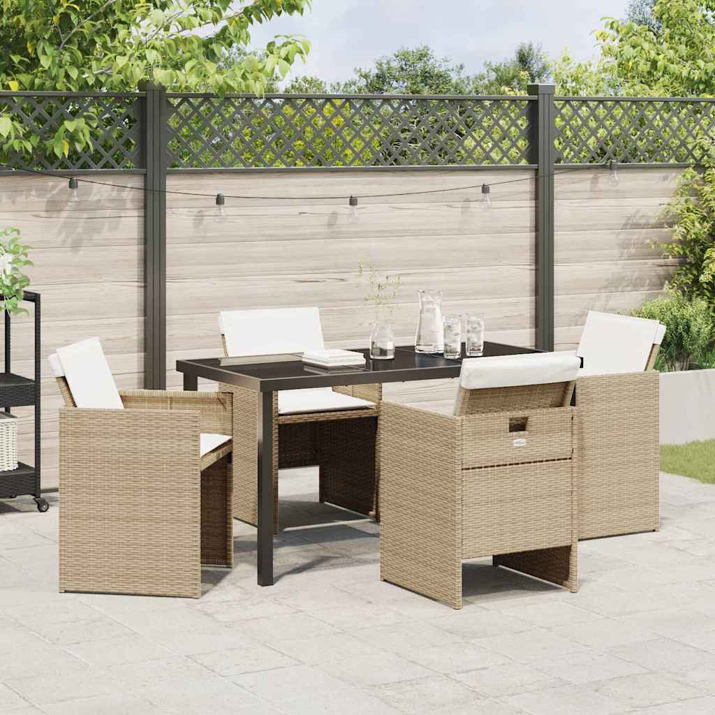 Garten Essgruppe 5 pcs Beige Poly-Rattan