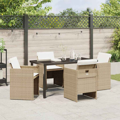 Garten Essgruppe 5 pcs Beige Poly-Rattan