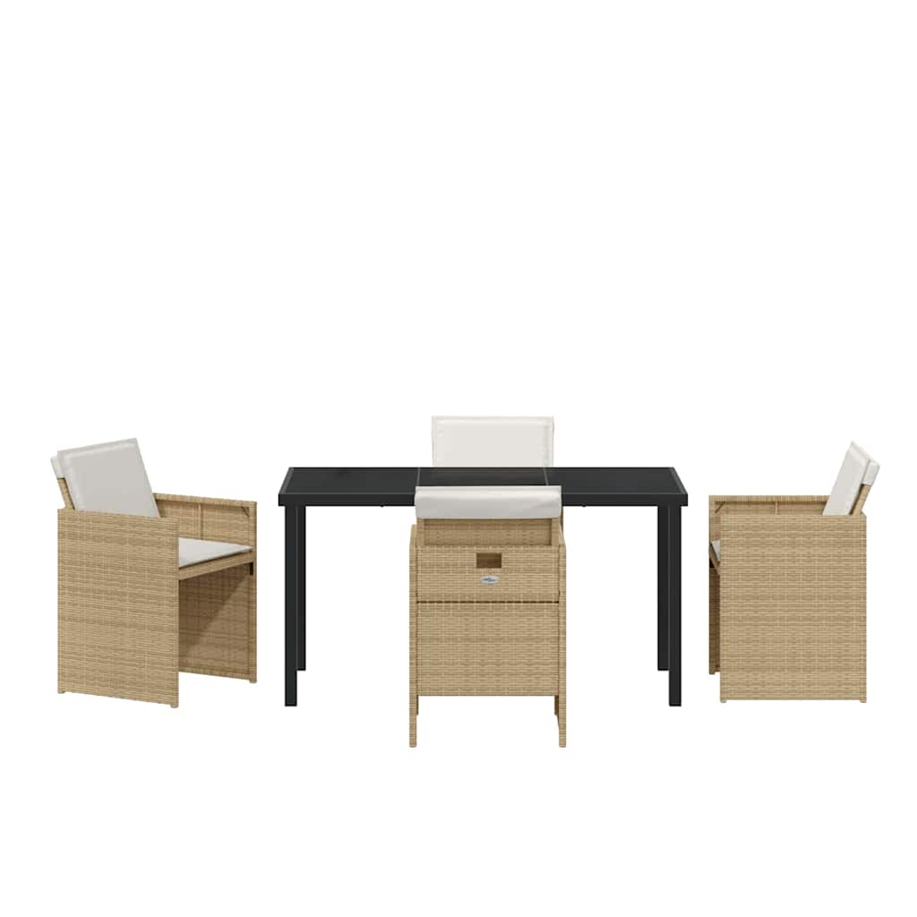 Garten Essgruppe 5 pcs Beige Poly-Rattan