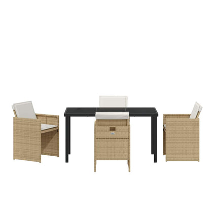 Garten Essgruppe 5 pcs Beige Poly-Rattan
