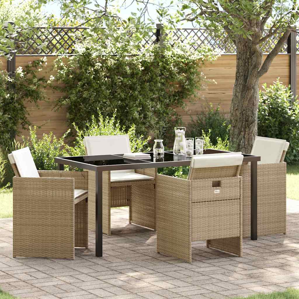 Garten Essgruppe 5 pcs Beige Poly-Rattan