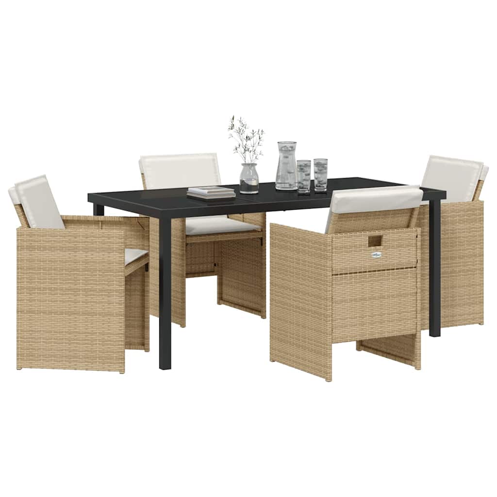 Garten Essgruppe 5 pcs Beige Poly-Rattan