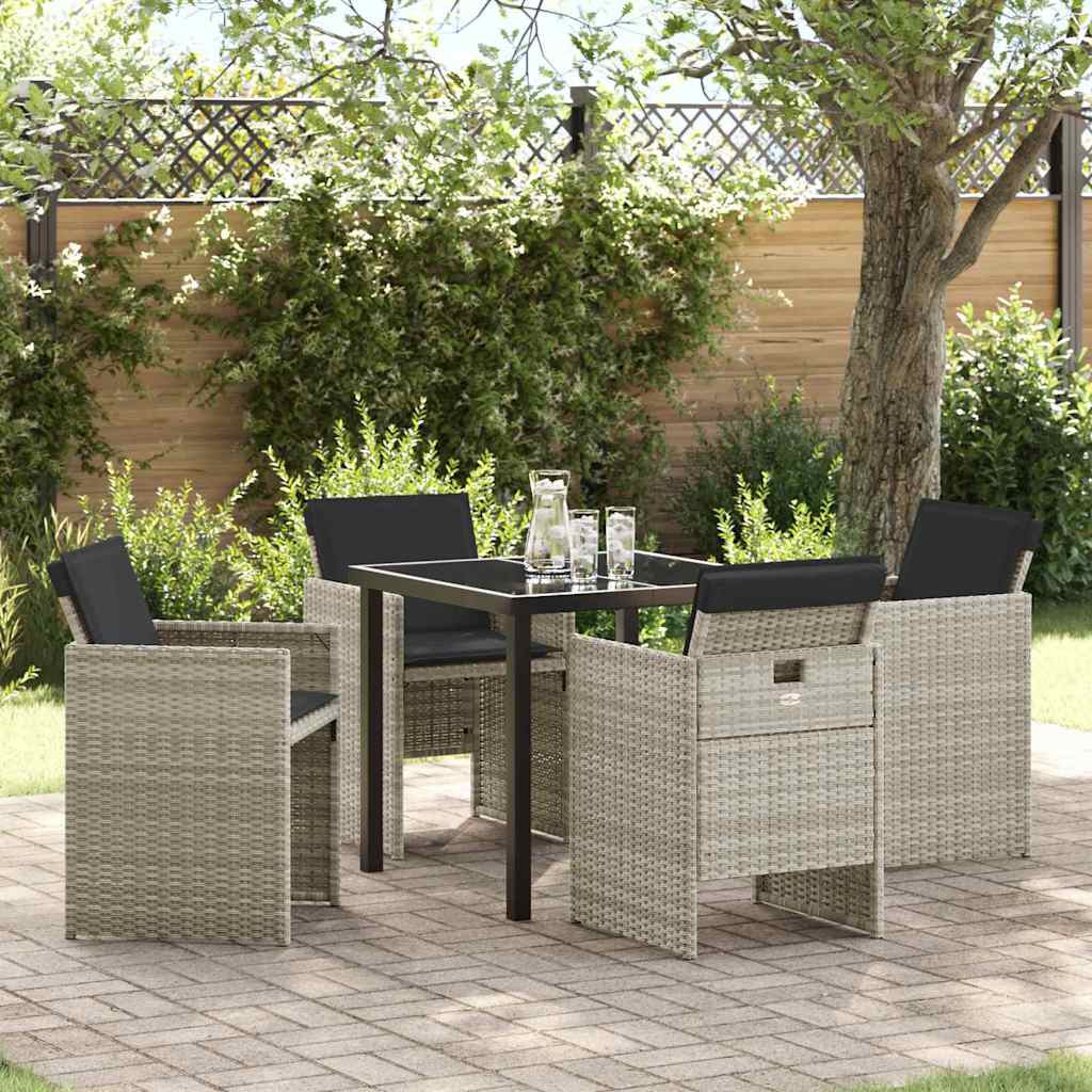 Garten Essgruppe 5 pcs Hellgrau Poly-Rattan