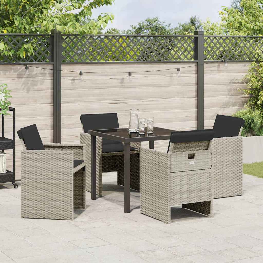Garten Essgruppe 5 pcs Hellgrau Poly-Rattan
