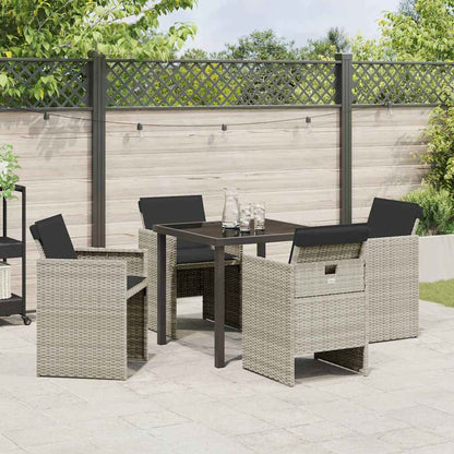 Garten Essgruppe 5 pcs Hellgrau Poly-Rattan