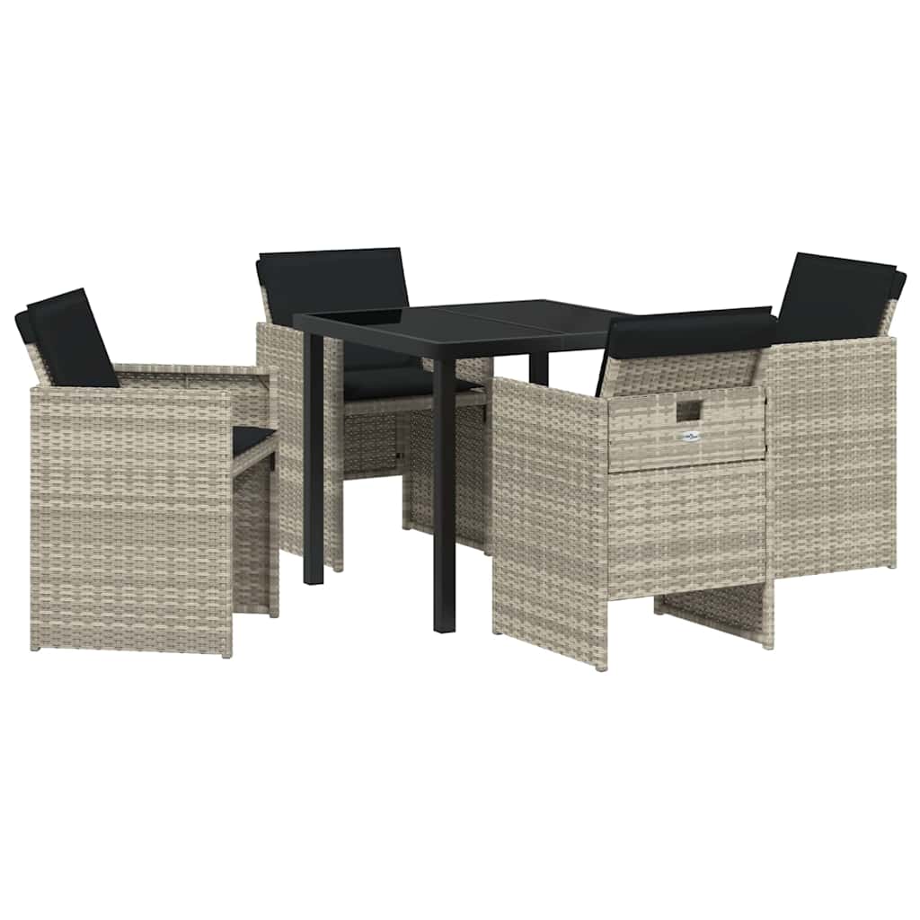 Garten Essgruppe 5 pcs Hellgrau Poly-Rattan