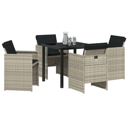 Garten Essgruppe 5 pcs Hellgrau Poly-Rattan