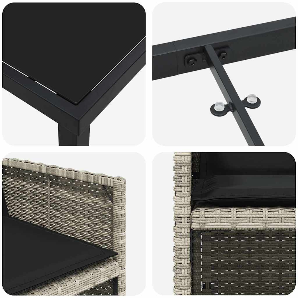 Garten Essgruppe 5 pcs Hellgrau Poly-Rattan