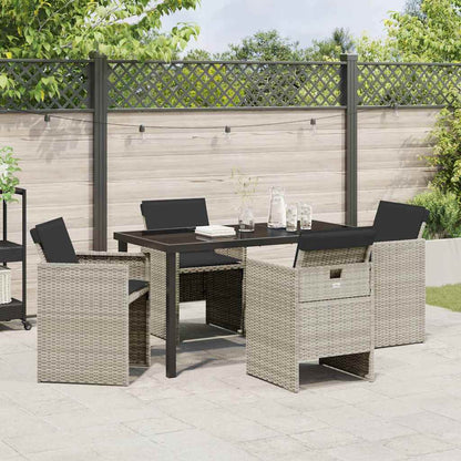 Garten Essgruppe 5 pcs Hellgrau Poly-Rattan