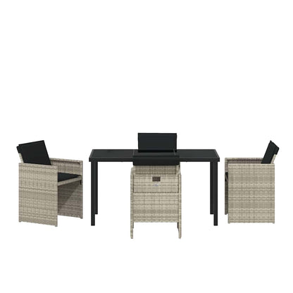 Garten Essgruppe 5 pcs Hellgrau Poly-Rattan