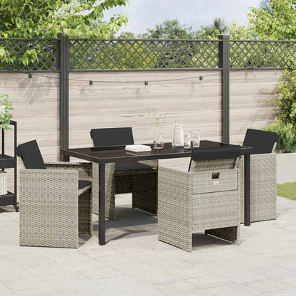 Garten Essgruppe 5 pcs Hellgrau Poly-Rattan