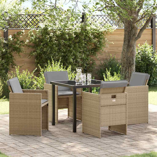 Garten Essgruppe 5 pcs Beige Poly-Rattan