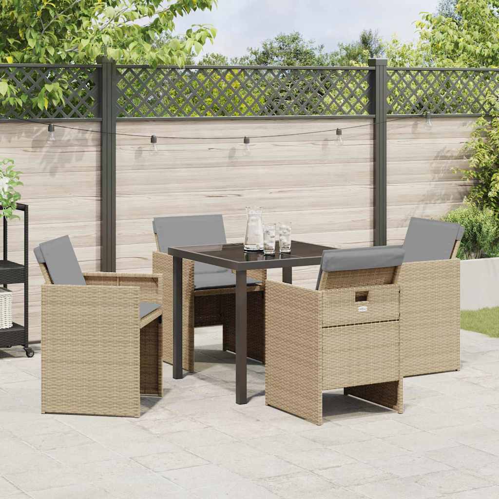 Garten Essgruppe 5 pcs Beige Poly-Rattan