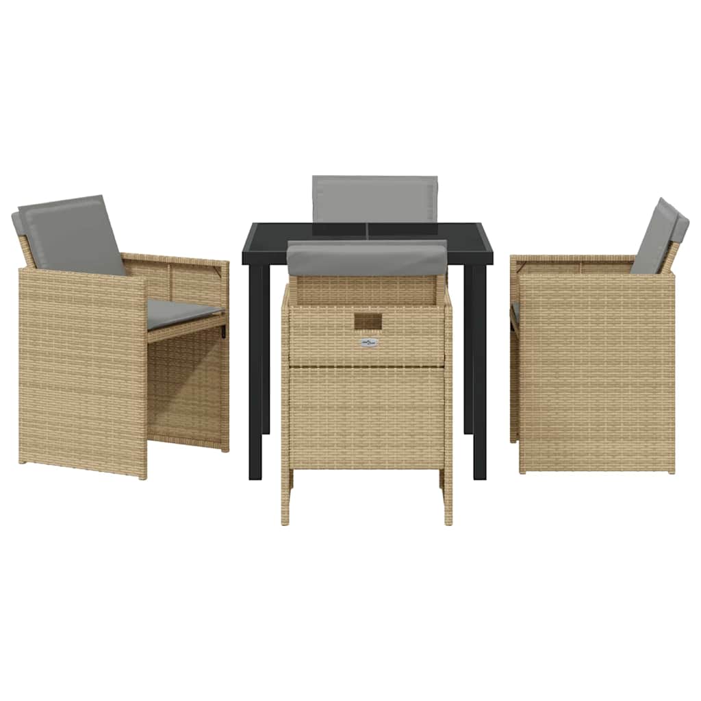 Garten Essgruppe 5 pcs Beige Poly-Rattan