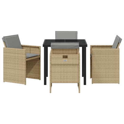 Garten Essgruppe 5 pcs Beige Poly-Rattan