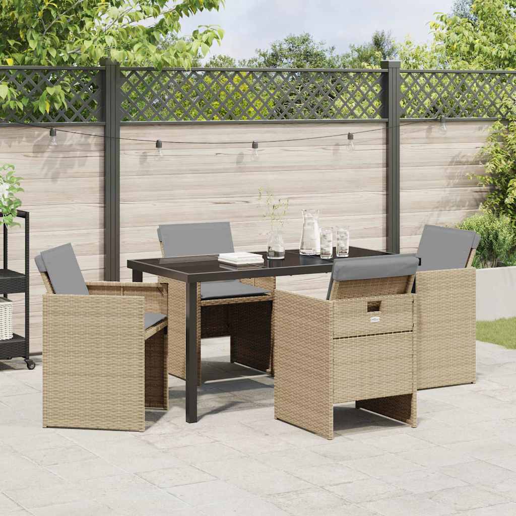 Garten Essgruppe 5 pcs Beige Poly-Rattan
