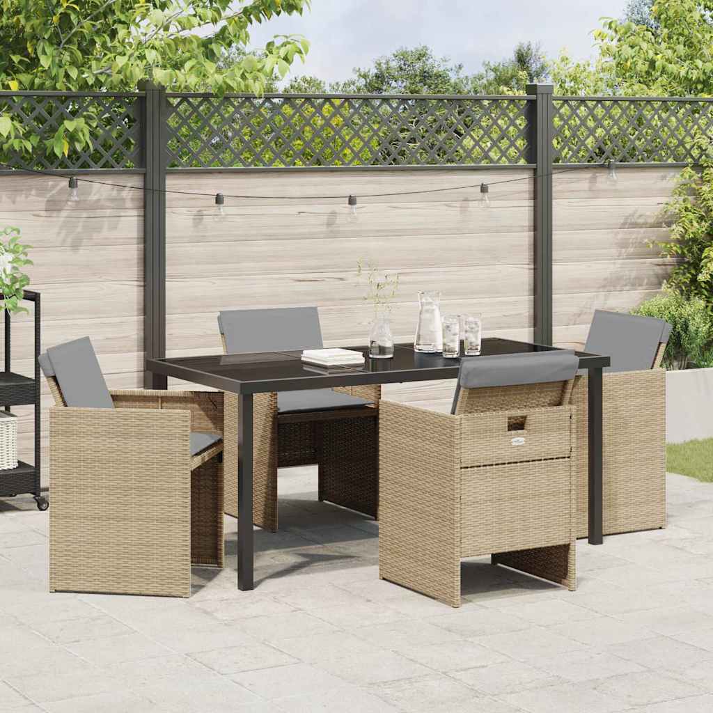 Garten Essgruppe 5 pcs Beige Poly-Rattan