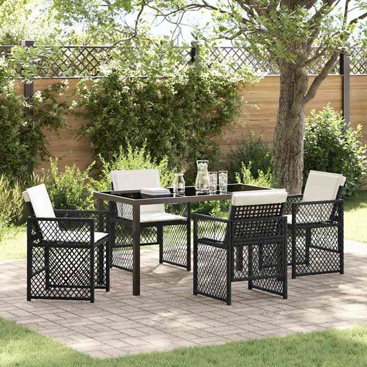 Garten Essgruppe 5 pcs Schwarz Poly-Rattan