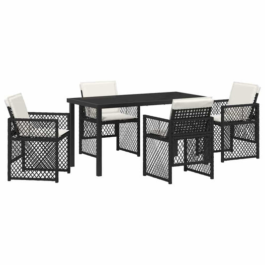 Garten Essgruppe 5 pcs Schwarz Poly-Rattan
