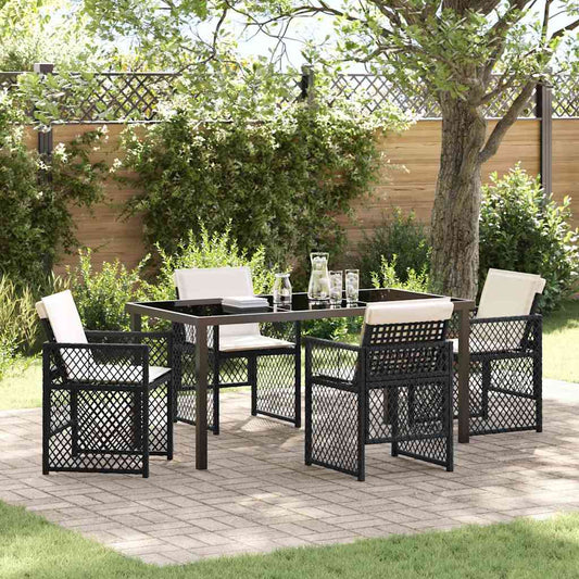 Garten Essgruppe 5 pcs Schwarz Poly-Rattan