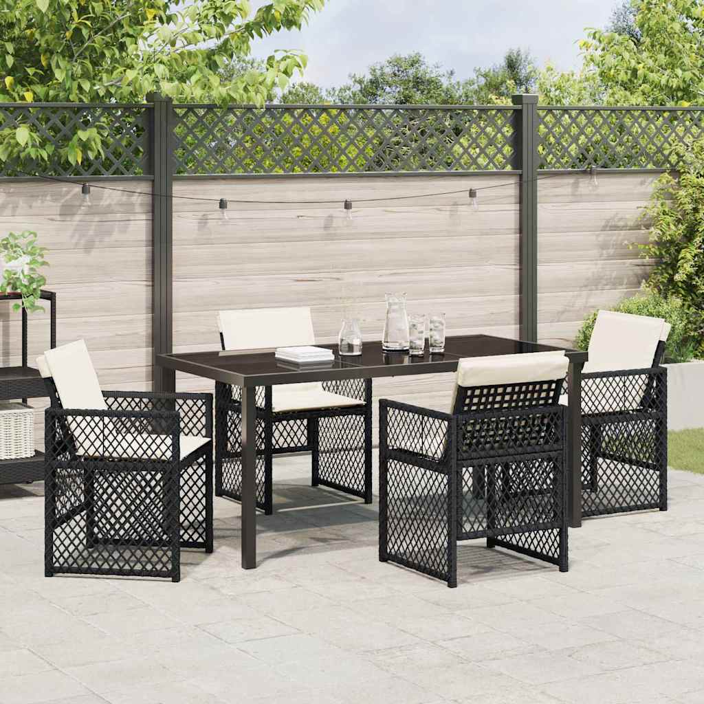 Garten Essgruppe 5 pcs Schwarz Poly-Rattan