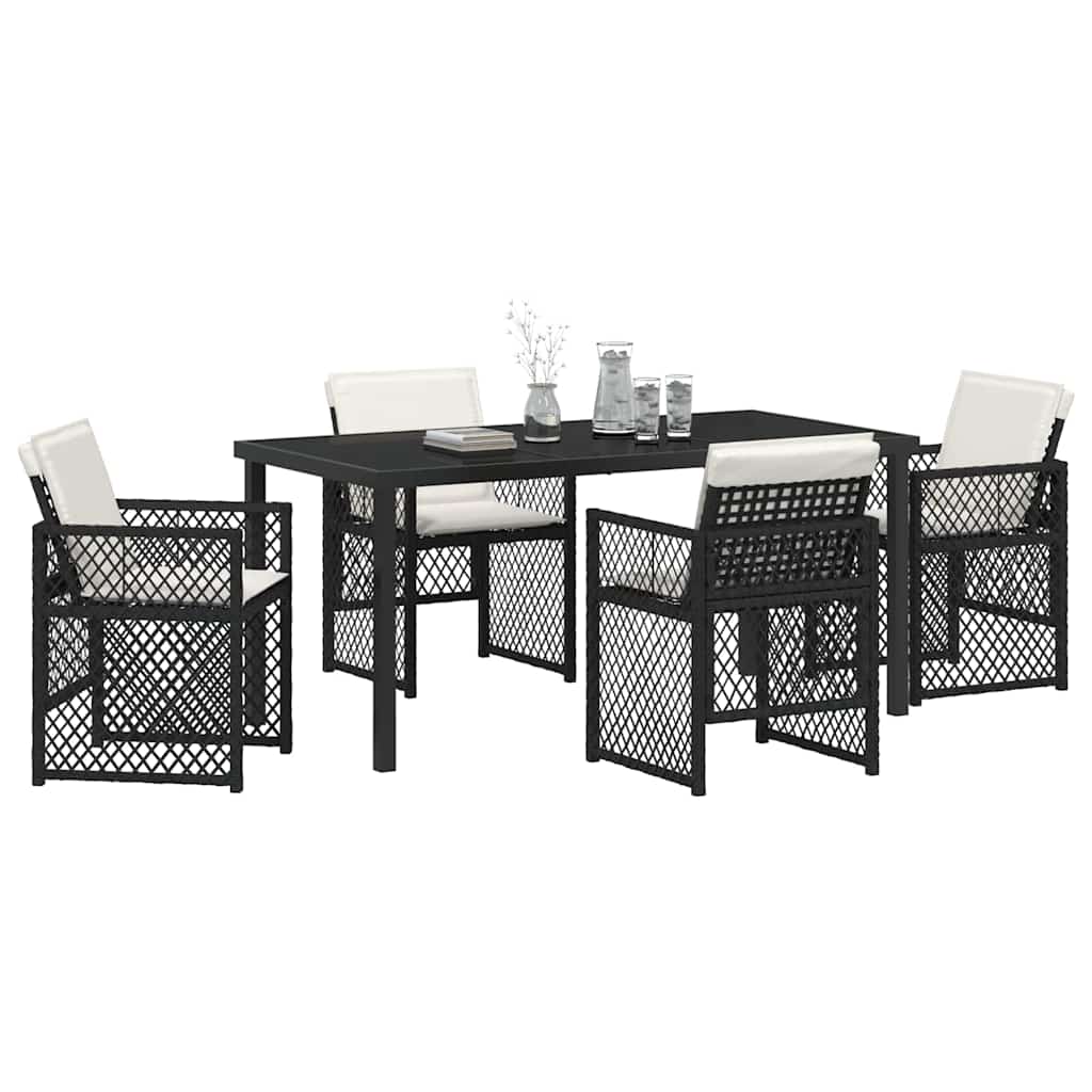 Garten Essgruppe 5 pcs Schwarz Poly-Rattan