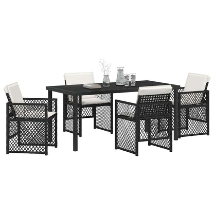 Garten Essgruppe 5 pcs Schwarz Poly-Rattan