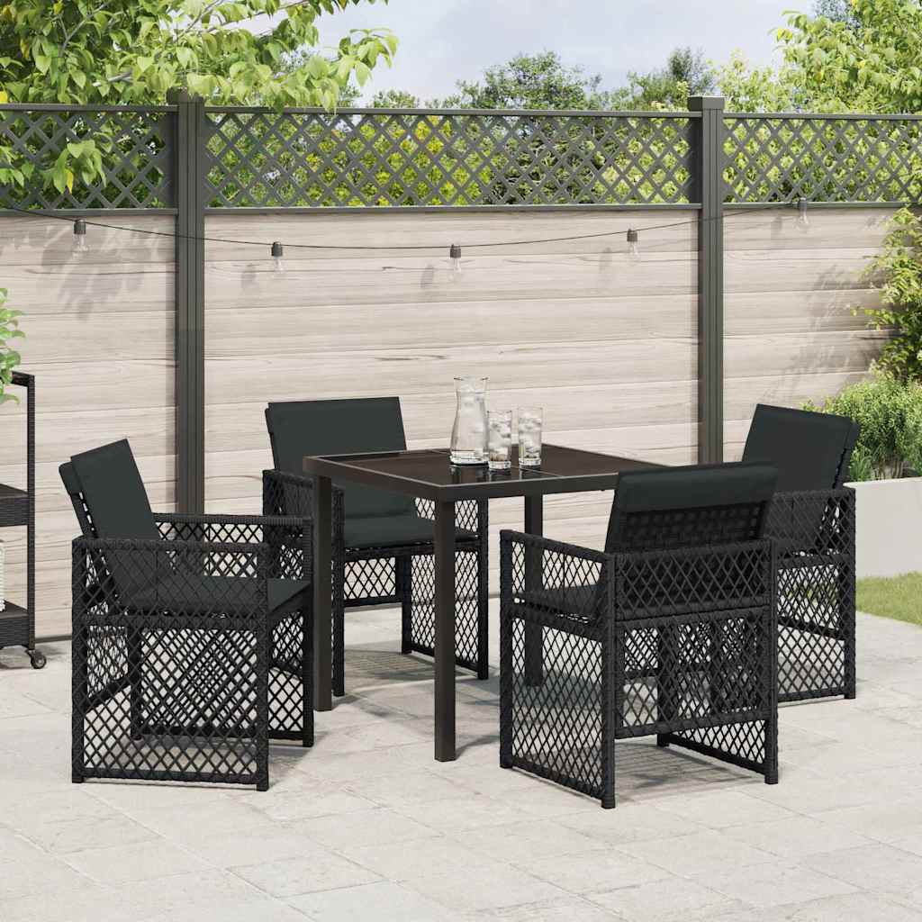 Garten Essgruppe 5 pcs Schwarz Poly-Rattan