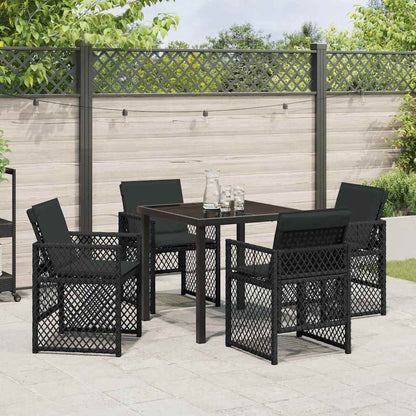 Garten Essgruppe 5 pcs Schwarz Poly-Rattan