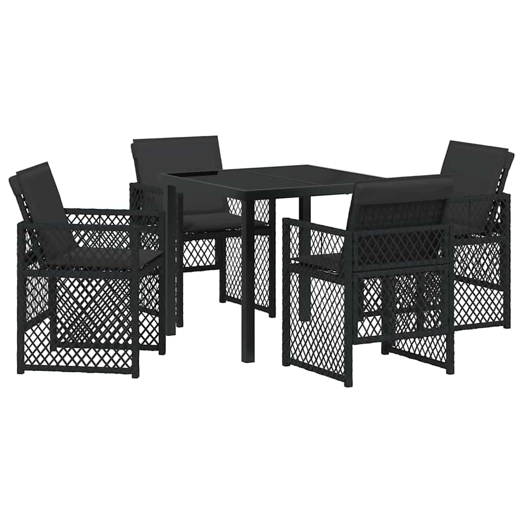 Garten Essgruppe 5 pcs Schwarz Poly-Rattan