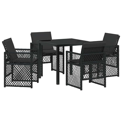 Garten Essgruppe 5 pcs Schwarz Poly-Rattan