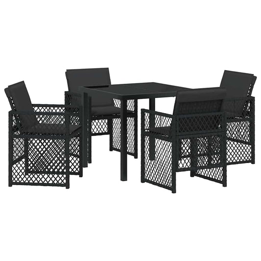 Garten Essgruppe 5 pcs Schwarz Poly-Rattan