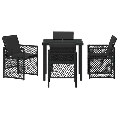 Garten Essgruppe 5 pcs Schwarz Poly-Rattan