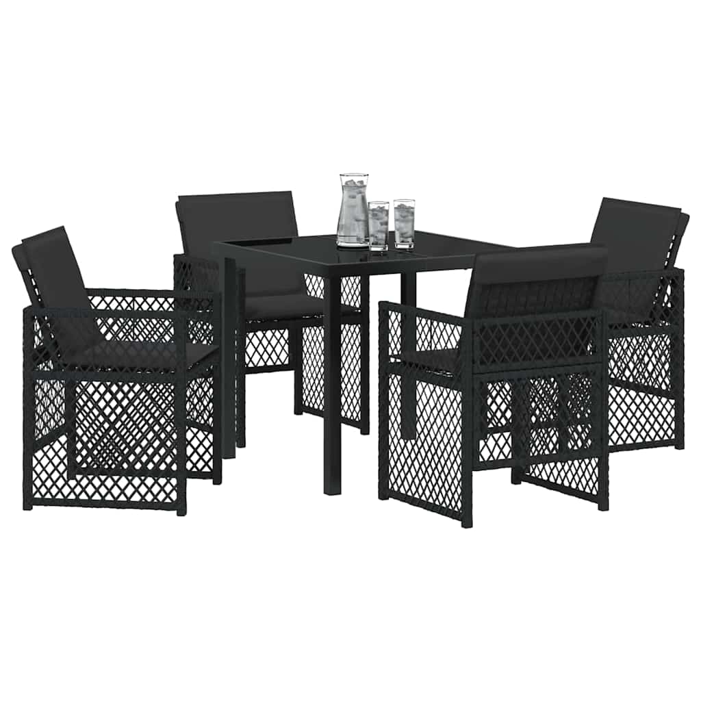 Garten Essgruppe 5 pcs Schwarz Poly-Rattan