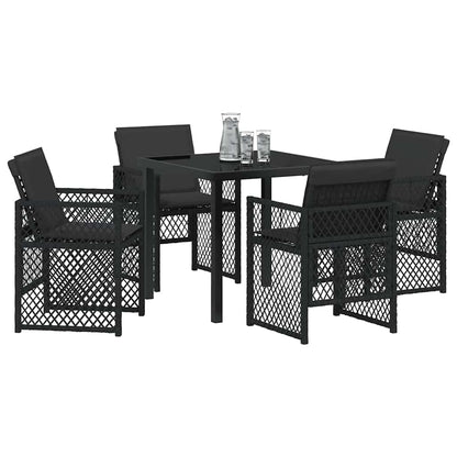 Garten Essgruppe 5 pcs Schwarz Poly-Rattan