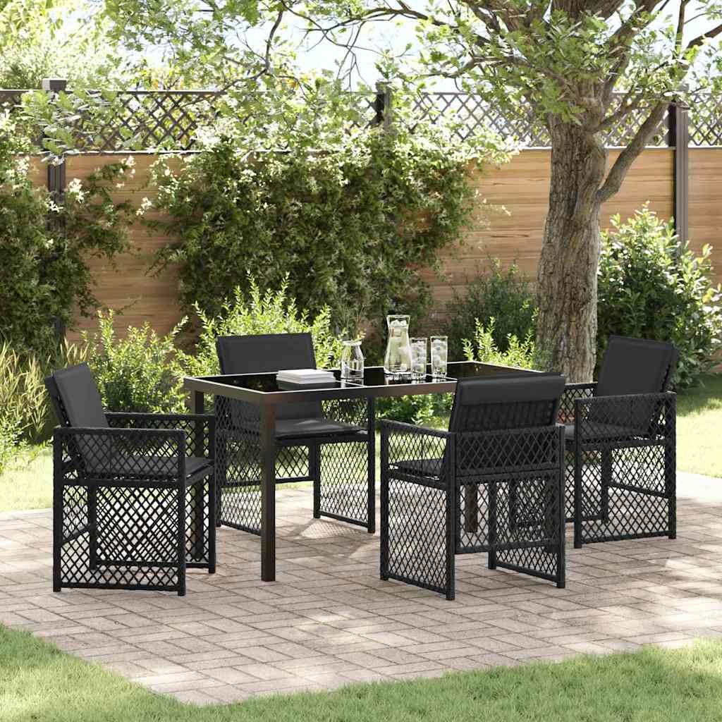 Garten Essgruppe 5 pcs Schwarz Poly-Rattan