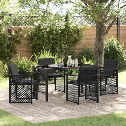 Garten Essgruppe 5 pcs Schwarz Poly-Rattan