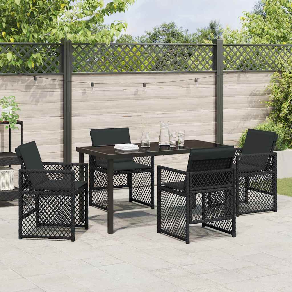 Garten Essgruppe 5 pcs Schwarz Poly-Rattan