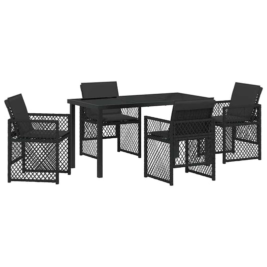 Garten Essgruppe 5 pcs Schwarz Poly-Rattan